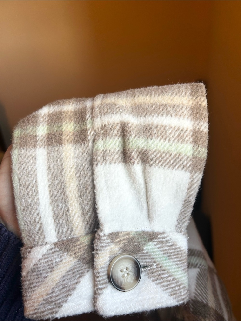 GARAGE plaid shacket in cream, brown, and green - Picture 9 of 12